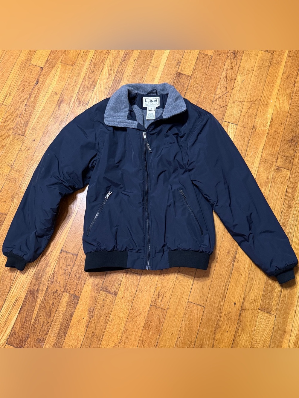 L.L. Bean Fleece-Lined Warm-Up Jacket Rain Black Jacket